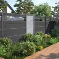 WPC fence set/ garden fence wpc/ waterproof trellis aluminium frame plastic composite wood wpc fencing